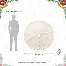 Glitzhome 60" Oversized White Faux Rabbit Fur Christmas Tree Skirt