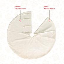 Glitzhome 60" Oversized White Faux Rabbit Fur Christmas Tree Skirt