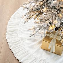 Glitzhome 60in. D Oversized Deluxe Velvet Ruffled Christmas Tree Skirt