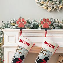 Glitzhome 6.25in. H Wooden and Metal Paw Stocking Holder