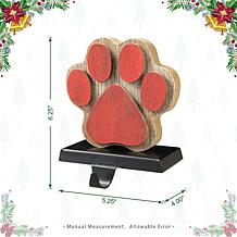 Glitzhome 6.25in. H Wooden and Metal Paw Stocking Holder
