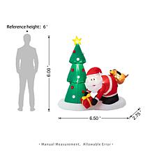 Glitzhome 6.5' Inflatable Dog Biting Santa's Behind