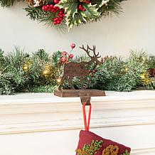 Glitzhome 6.5" Wooden and Metal Reindeer Stocking Holder