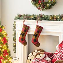Glitzhome 6.5" Wooden and Metal Reindeer Stocking Holder