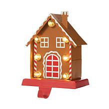 Glitzhome 6.75" H Marquee LED Metal Gingerbread House Stocking Holder