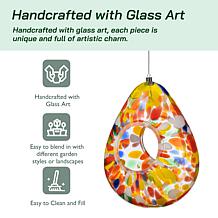 Glitzhome 6.75''H Glass Water Drop Hanging Orange Dots Birdfeeder