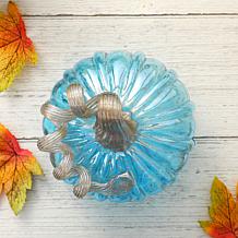 Glitzhome 6in. D Blue Small Glass Pumpkin