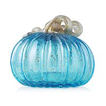 Glitzhome 6in. D Blue Small Glass Pumpkin