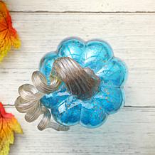 Glitzhome 6in. H Blue Glass Pumpkin