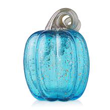 Glitzhome 6in. H Blue Glass Pumpkin