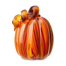 Glitzhome 6in. H Multi Striped Glass Pumpkin