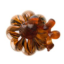 Glitzhome 6in. H Striped Glass Pumpkin