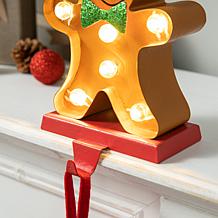 Glitzhome 7.25" H Marquee LED Gingerbread Man Stocking Holder