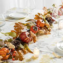 Glitzhome 72"L Fall Pumpkin Leaf Floral Garland