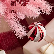 Glitzhome 7.5' Pink Pencil Tinsel Artificial Christmas Tree