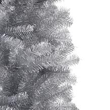 Glitzhome 7.5' Silver Tinsel Artificial Christmas Tree