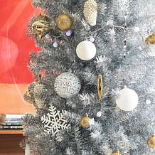 Glitzhome 7.5' Silver Tinsel Artificial Pencil Christmas Tree