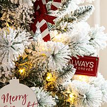 Glitzhome 7.5ft Pre-Lit Flocked Pencil Green Pine Christmas Tree