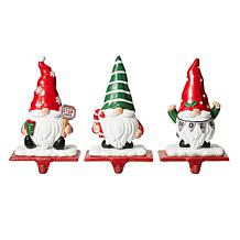 Glitzhome 7.5in. H Set of 3 Resin Gnomes Stocking Holder