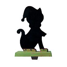 Glitzhome 7.75" Wooden and Metal Cat Stocking Holder