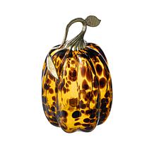 Glitzhome 7.75"H Amber Dots Glass Pumpkin
