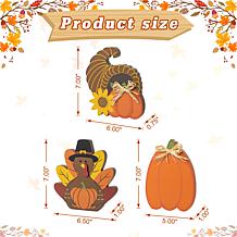 Glitzhome 7in. H Thanksgiving Wooden Pumpkin /Turkey /Croissant Decor