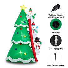 Glitzhome 8' Lighted Inflatable Xmas Snowman Climbing Up Tree Decor
