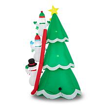 Glitzhome 8' Lighted Inflatable Xmas Snowman Climbing Up Tree Decor