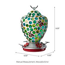 Glitzhome 8.25"H Glass Hanging Dots & Ladybugs Mosaic Birdfeeder