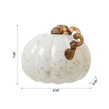 Glitzhome 8.5in. D Golden and White Glass Pumpkin