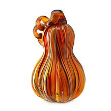 Glitzhome 8.5in. H Multi Striped Glass Gourd