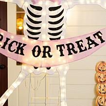 Glitzhome 86.25"H Lighted Halloween 2D Pink Skeleton Outdoor Décor