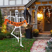 Glitzhome 86.25"H Lighted Halloween Skeleton Outdoor Décor