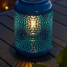 Glitzhome 8.75" Metal Cutout Solar Powered Outdoor Hanging Lantern