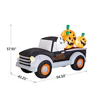 Glitzhome 8FT Lighted Inflatable Truck with Jack-O-Lantern Pumpkins