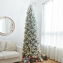 Glitzhome 9 Ft. Preloaded LED Pencil Fir Artificial Christmas Tree