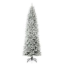 Glitzhome 9 Ft. Preloaded LED Pencil Fir Artificial Christmas Tree