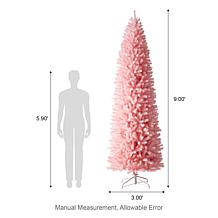 Glitzhome 9' Pink Pencil Tinsel Artificial Christmas Tree