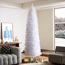 Glitzhome 9' White Pencil Tinsel Artificial Christmas Tree