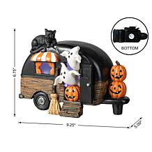 Glitzhome 9.25'' Halloween Polyresin Lighted Camper Table Decor