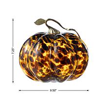 Glitzhome 9.5"D Amber Dots Glass Pumpkin