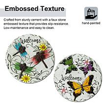 Glitzhome 9.75” 2-pc Cement Stepping Stones w/ Butterfly Pattern