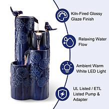 Glitzhome Ceramic Vase-Inspired Fountain with LED Lights 26.25"H