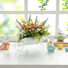 Glitzhome Easter Carrot Metal Wagon Centerpiece