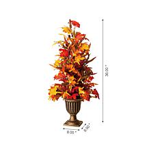 Glitzhome Fall Lighted Maple Leaves Urn Potted Porch Tree w/ 20 Lights