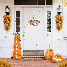 Glitzhome Fall Metal Embossed Glitter Pumpkin Yard / Porch Decor
