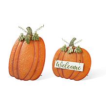 Glitzhome Fall Metal Embossed Glitter Pumpkin Yard / Porch Decor