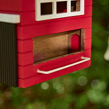 Glitzhome Functional Red Solid Wood Outdoor Garden Birdhouse