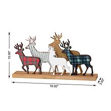 Glitzhome Galvanized Metal and Wooden Reindeer Table Decor