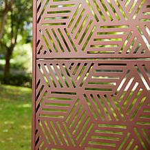 Glitzhome Galvanized Steel Geometric Privacy Screen with Riser Feet